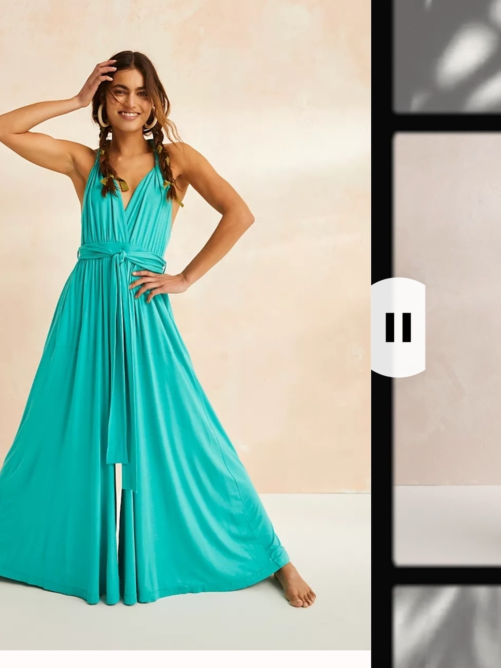 Turquoise Wrap-Front Maxi Jumpsuit